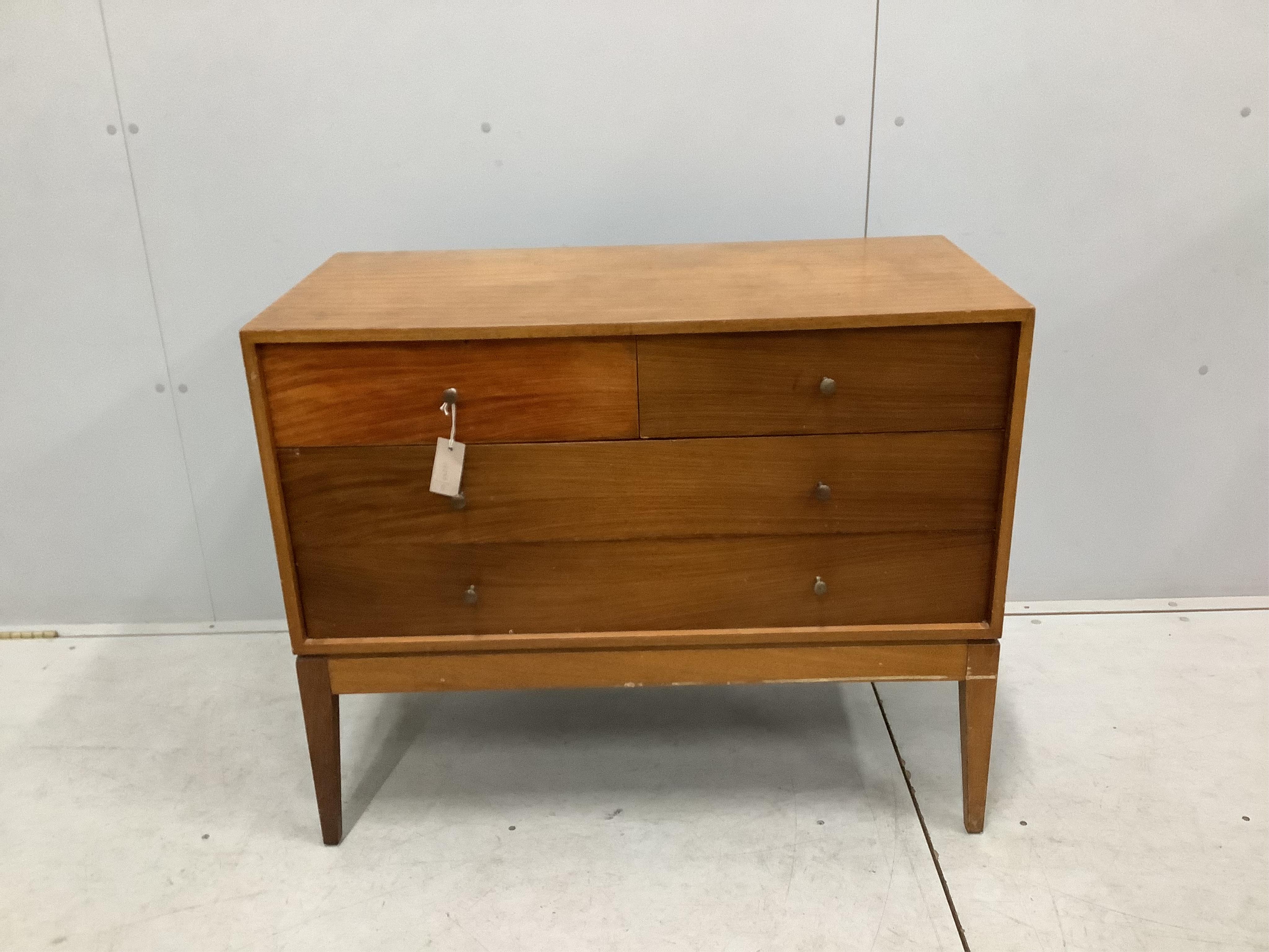 A mid century Uniflex teak four drawer chest, width 91cm, depth 46cm, height 74cm. Condition - fair